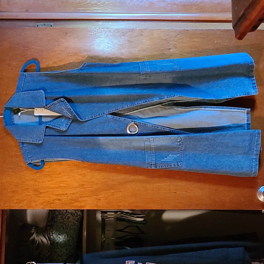 Knee Length Blue Jean Vest